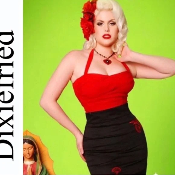 Rare NWOT Dixiefried Red Glamour Girl Vixen Vamp Top S - Picture 5 of 5